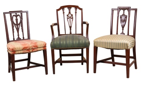 Three Federal Mahogany Dining Chairs