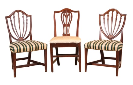 Two Similar Federal Inlaid Mahogany Dining Chairs