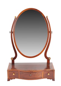 George III Inlaid Mahogany Serpentine Front Dressing Mirror