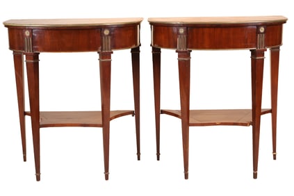 Pair of Neoclassical Style Mahogany Demi-Lune Tables
