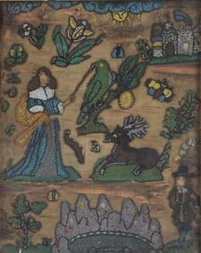 Charles II Silk Embroidered Stumpwork Panel