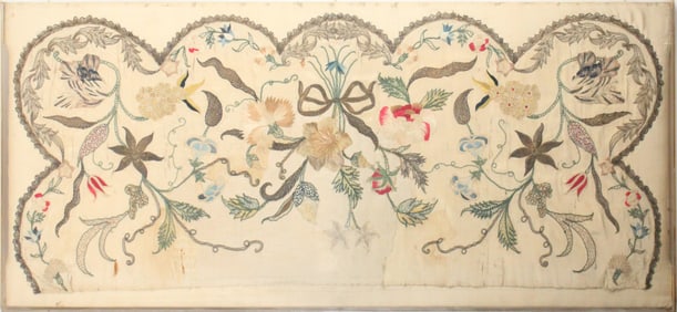 English Silk Embroidered Apron Front