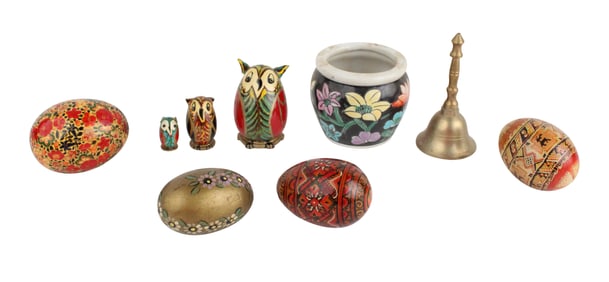 Four Painted Wood Eggs