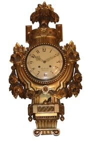 Swedish Neoclassical Giltwood Cartel Clock