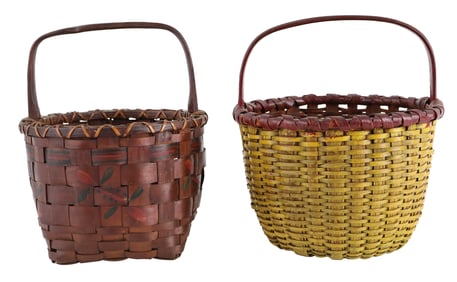 Yellow and Red Painted Splint Basket