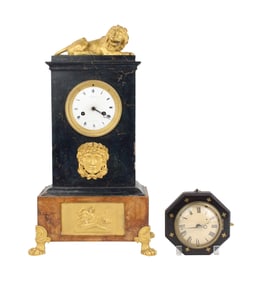 Neoclassical Style Painted Tole Mantel Clock