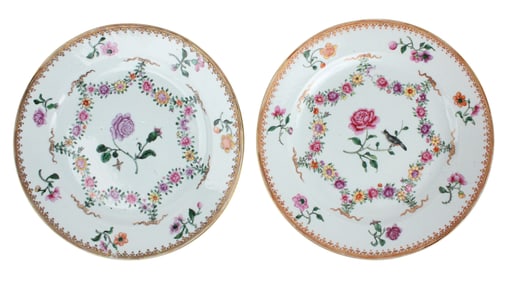 Two Similar Chinese Export Polychrome Plates