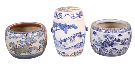 Two Chinese Blue and White Porcelain Planters
