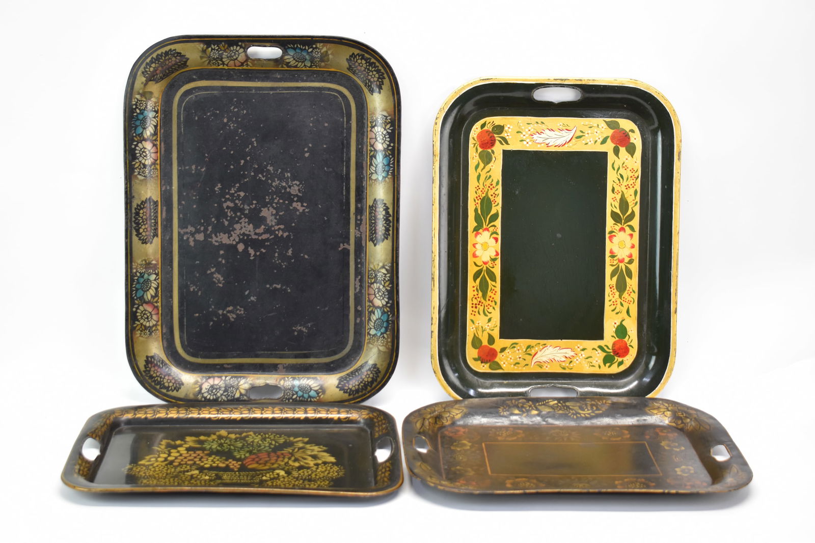 Four Assorted Floral Decorated Toleware Serving Trays (1 of 10)