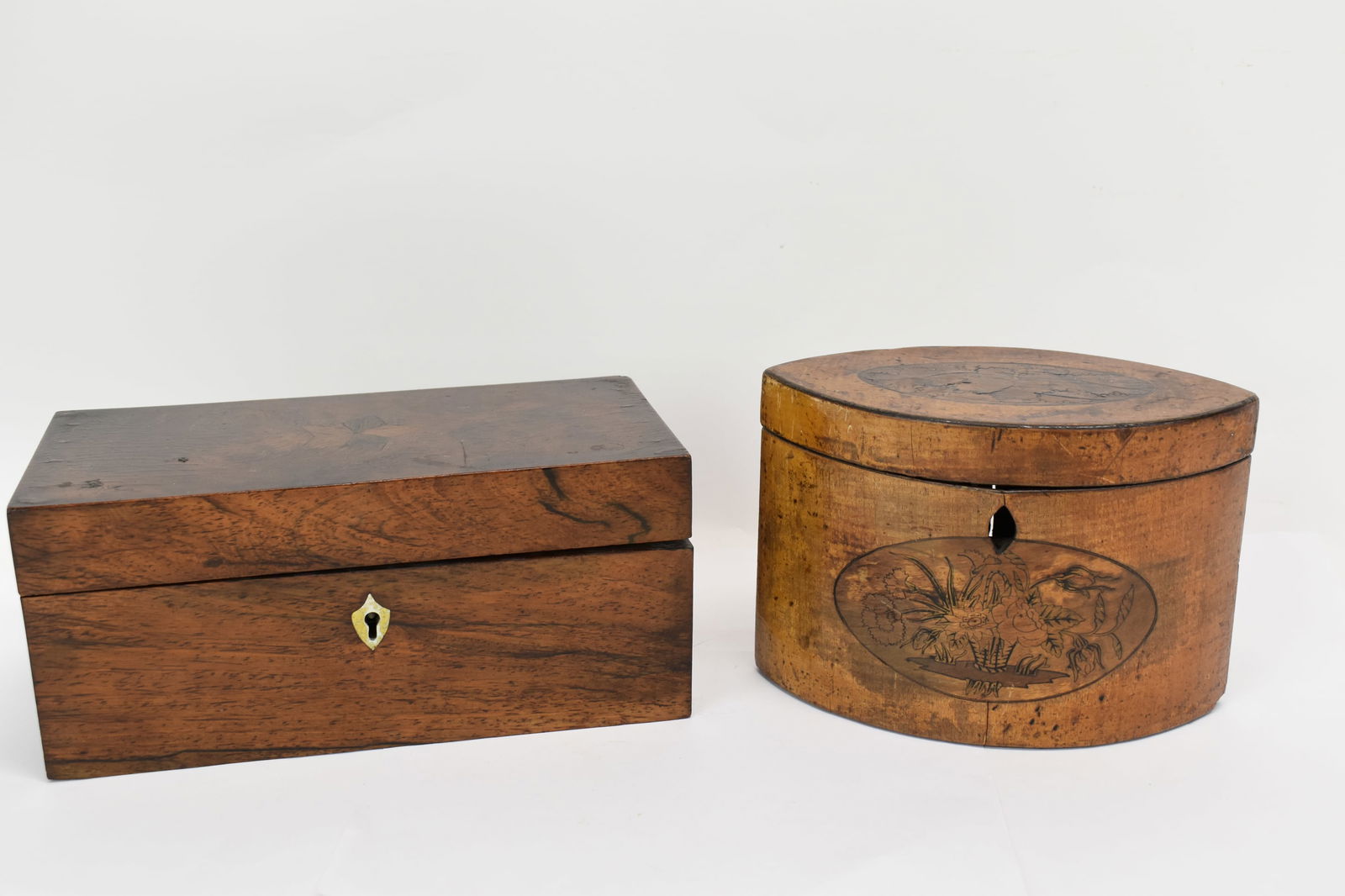 Antique Inlaid Wooden Tea Caddy (1 of 9)