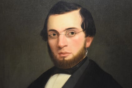 Primitive Oil on Canvas of Charles Calendar