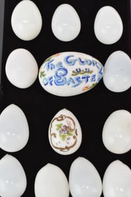 Antique Group of 13 Assorted Milk Glass Eggs
