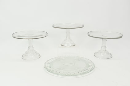 Antique Group of Three Colorless Glass Cake Stands