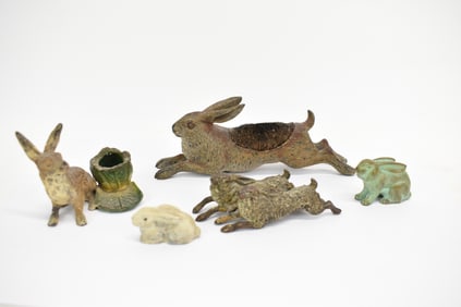 Group of Assorted Bronze and Metal Rabbits