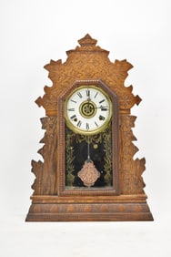 Vintage Oak Gingerbread Mantle Clock