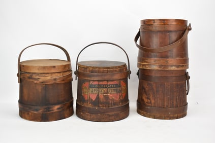 Antique Group of Four Assorted Wooden Firkins