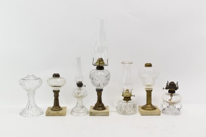 Group of Seven Assorted EAPG Oil Table Lamps
