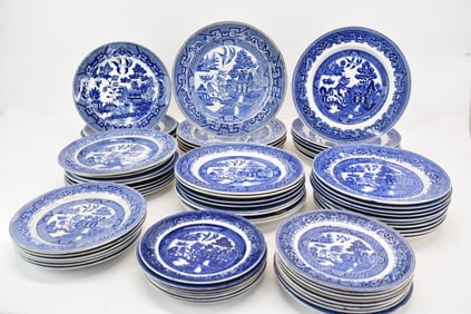 Group of Assorted Blue Willow Dinnerware Plates