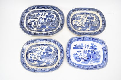 Group of Four Assorted Blue Willow Platters