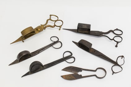 Antique Group of Six Assorted Metal Candle Wick Trimmers