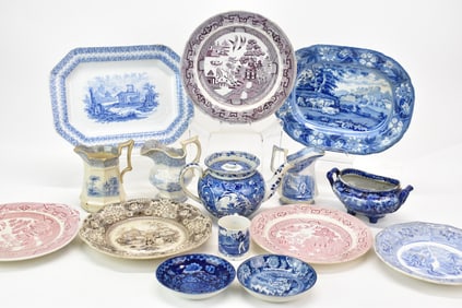 Antique Group of Assorted Transferware Table Articles
