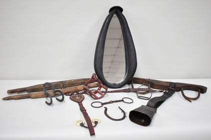 Vintage Leather Yoke Mirror