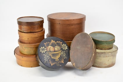 Antique Group of Ten Assorted Pantry Box