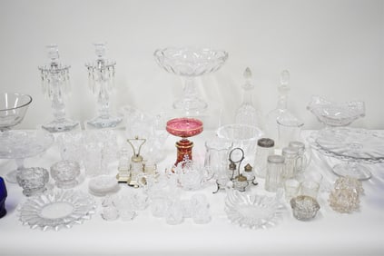 Group of Assorted Cut and Pressed Glass Table Articles