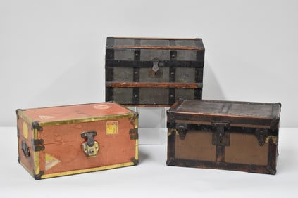 Lot of Three Vintage Doll Trunks