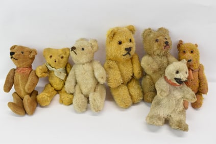 Group of Seven Assorted Unmarked Miniature Teddy Bears