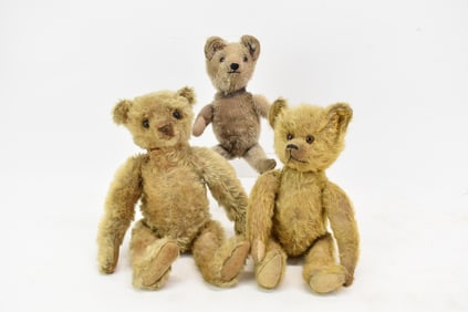 Three Vintage Mohair Teddy Bears