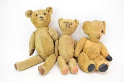 Three Vintage Mohair Teddy Bears