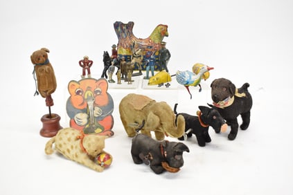 Group of Assorted Mechanical Toys and Lead Figures