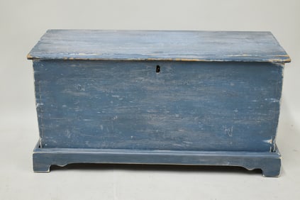 Blue Painted Pine Blanket Chest