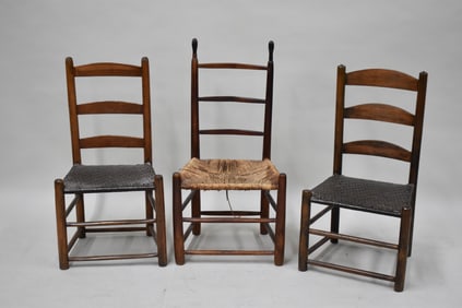 Antique Tiger Maple Ladder Back Side Chair