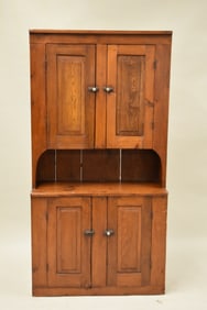 Antique Country Pine Stepback Cupboard