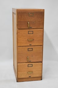 Antique Oak Four Drawer Filing Cabinet