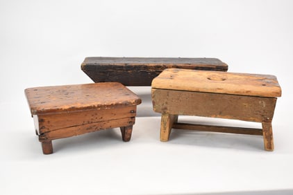 Antique Group of Three Wooden Step Stools
