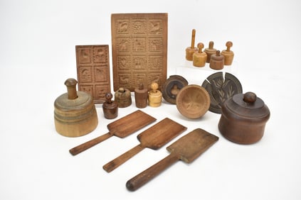 Antique Group of 19 Assorted Butter Molds