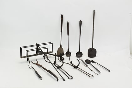 Group of Assorted Primitive Iron Cooking Tools