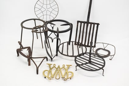 Group of Assorted Wrought Iron Fire Trivets