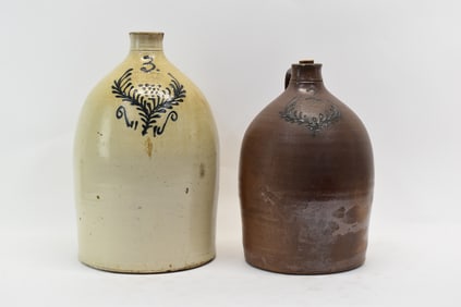 Two Jacob Zipfs Union Pottery Stoneware Jugs
