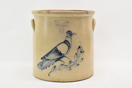 West Troy Pottery Blue Bird Stoneware Crock