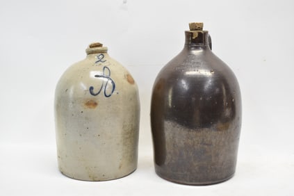 Two J. Zipf Union Pottery Stoneware Jugs