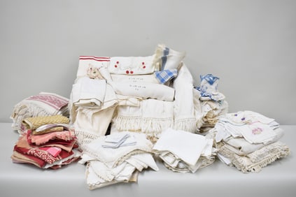Large Group of Assorted Antique & Semi Antique Linens
