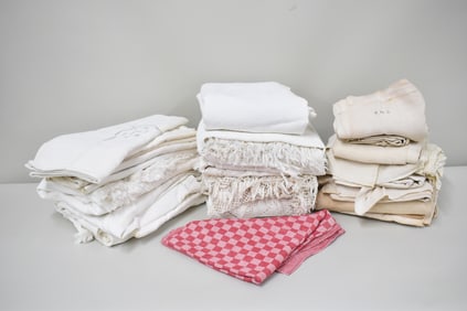 Large Group of Assorted Antique & Semi Antique Linens