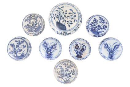 Eight Chinese Blue and White Porcelain Boxes