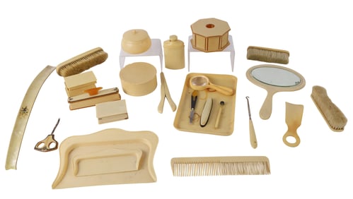 Group of Ivory Celluloid Pyralin Vanity and Desk Articles