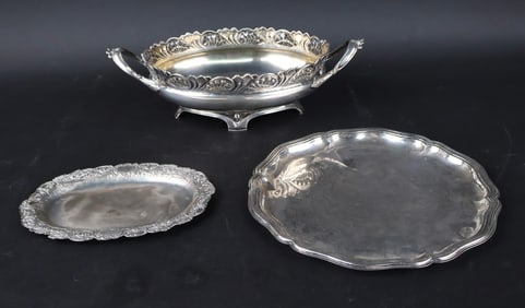 800 Silver Double handled Center Bowl