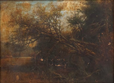 Henry Augustus Ferguson, New York 1845-1911, Group of Old Trees Hanging over lake in the